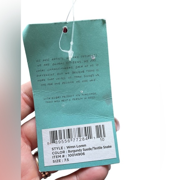 NWT TOMS Loren Burgundy Suede/Textile Snake Ankle Booties, Size 7.5 - Picture 7 of 7